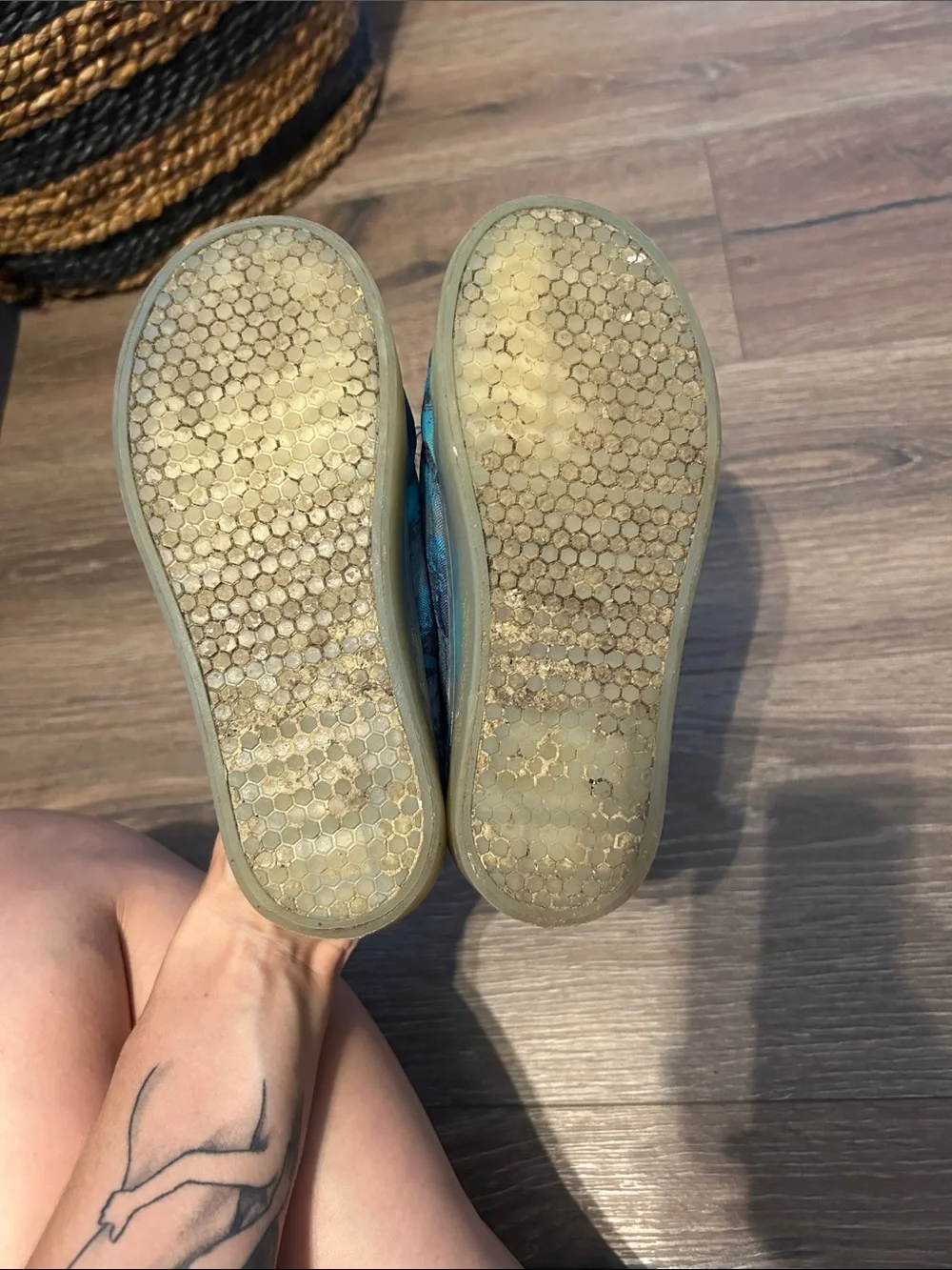 Kids Blue Green Patterned Moccasin Slip-Ons light up